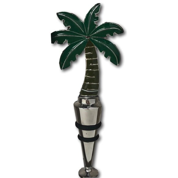 Tommy Bahama Bottle Stopper Metal Green Palm Tree Wine - Picture 1 of 1